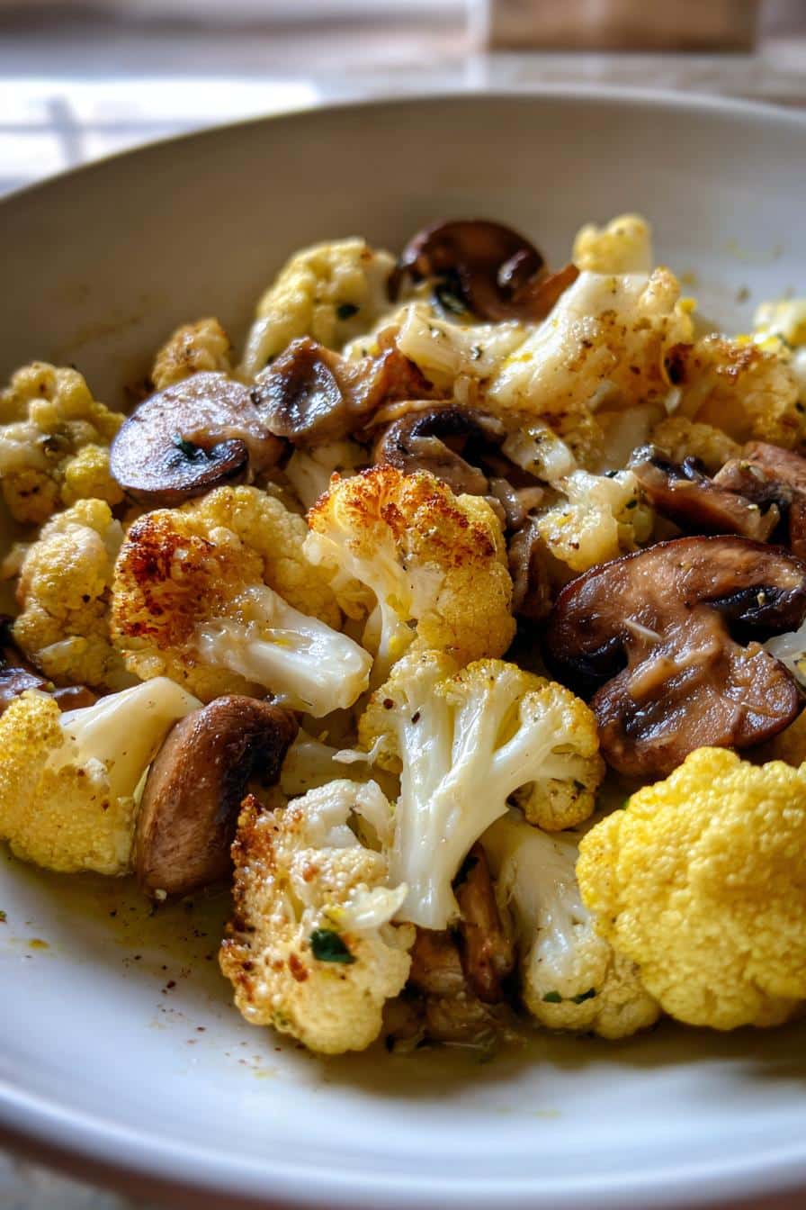 blumenkohl champignons pfanne mit knoblauch rezept geniesen - detail 2