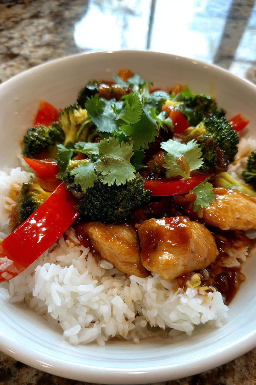 chinesische hahnchenpfanne mit reis einfach zubereiten - detail 1