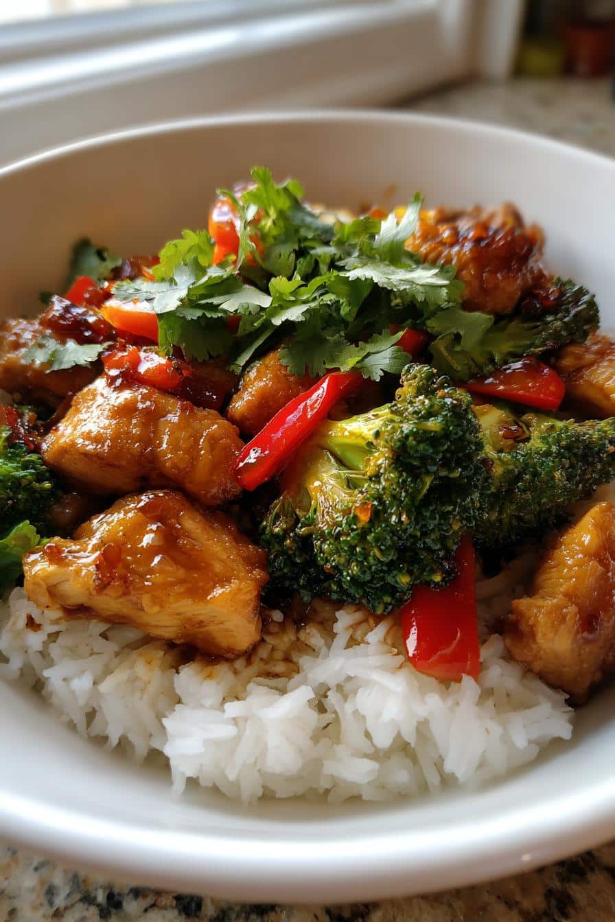 chinesische hahnchenpfanne mit reis einfach zubereiten - detail 2