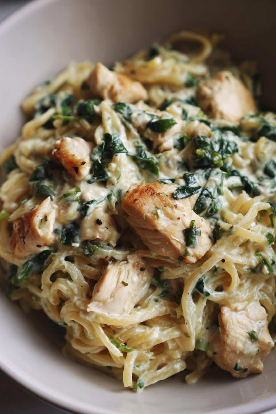 frischkase spinat hahnchen pasta rezept einfach zubereiten - detail 2