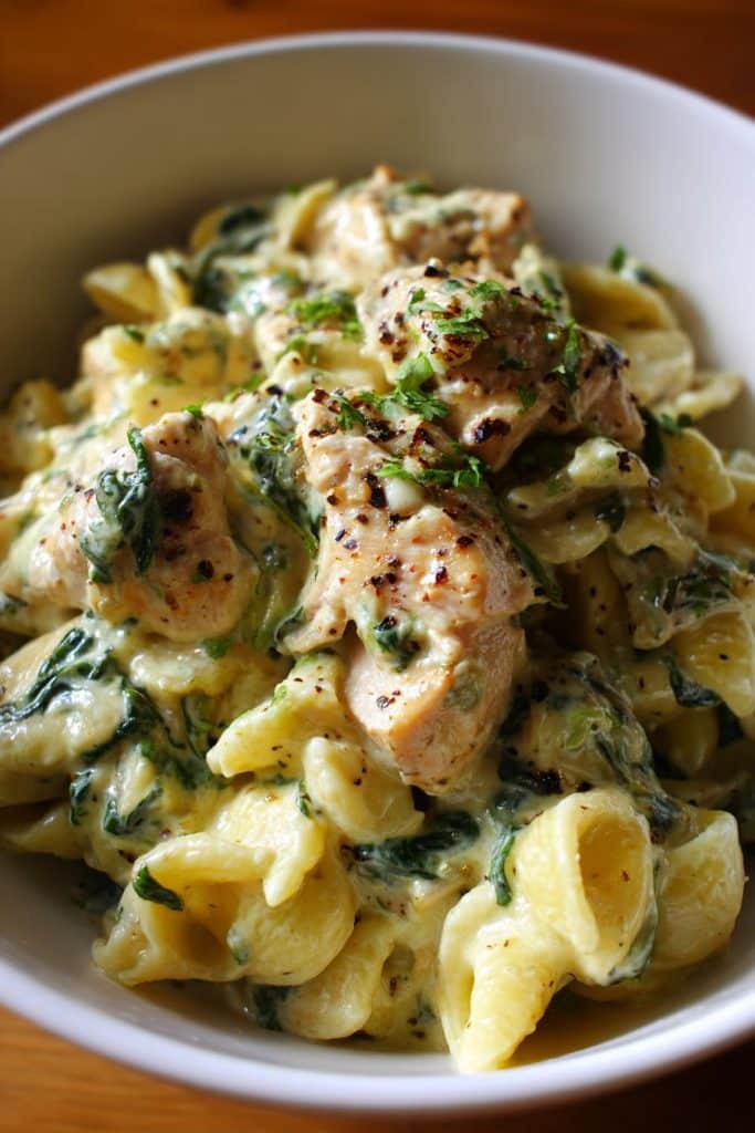 frischkase spinat hahnchen pasta rezept einfach zubereiten