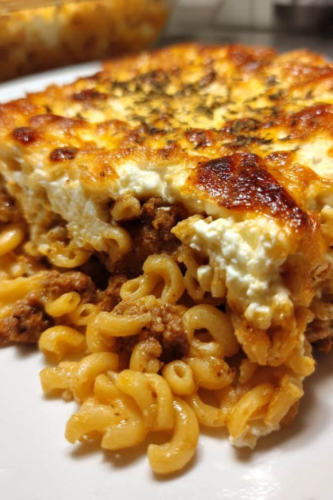 griechischer hackauflauf mit kritharaki und feta rezept geniesen