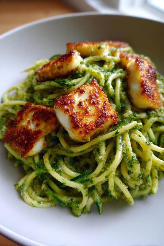 halloumi mit zucchini pesto nudeln ein genuss fur alle
