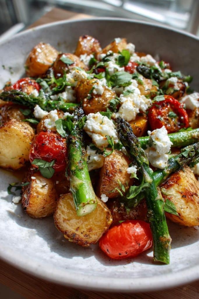 ofenkartoffeln mit spargel tomaten und feta rezept geniesen