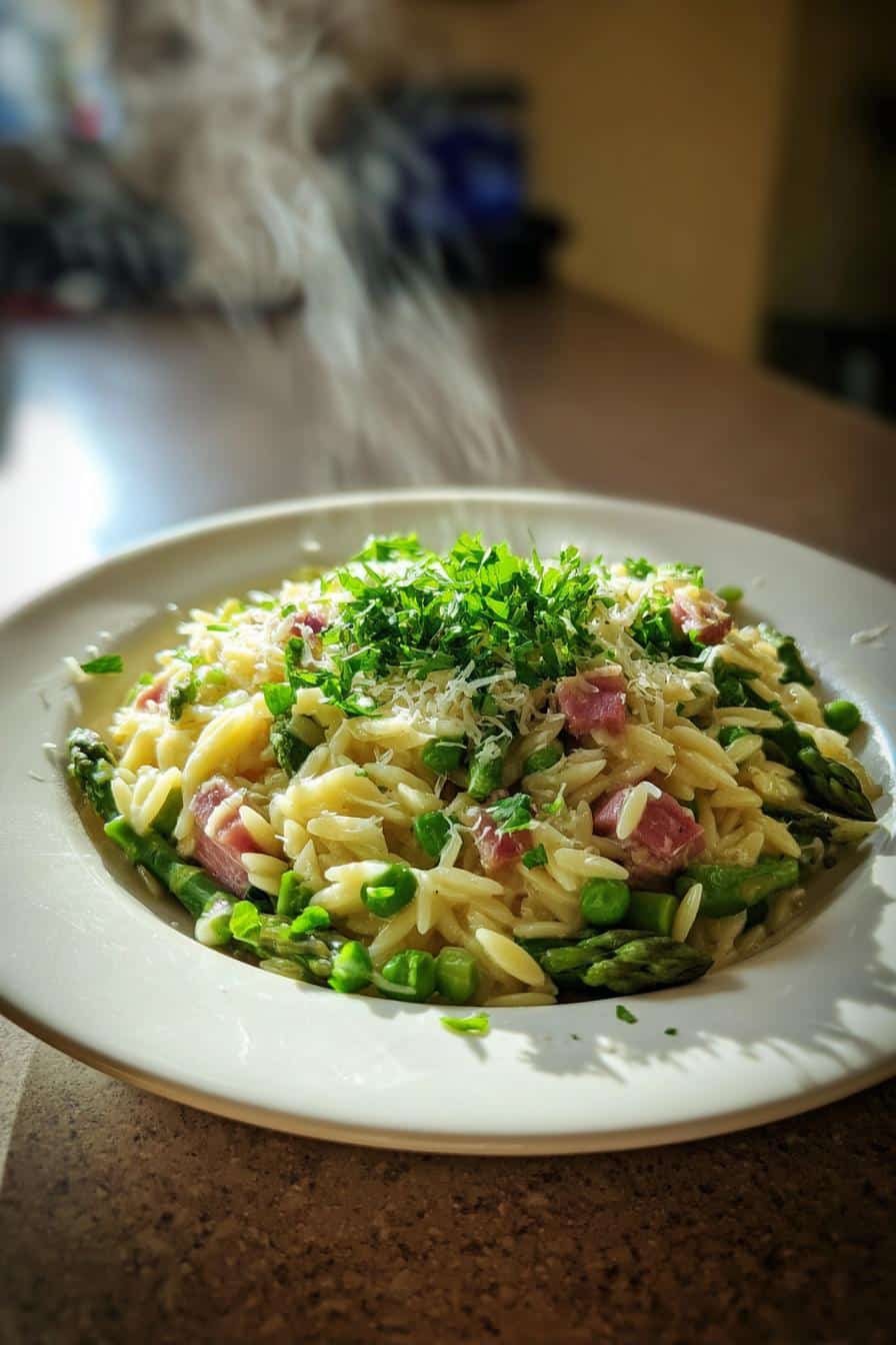 spargel orzo pasta mit schinken rezept einfach zubereiten - detail 1